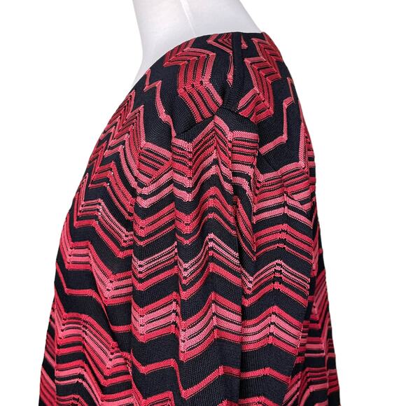 Exclusively Misook Size M Oversized Cardigan Sweater Vintage Zip Chevron Zig Zag - Picture 11 of 15
